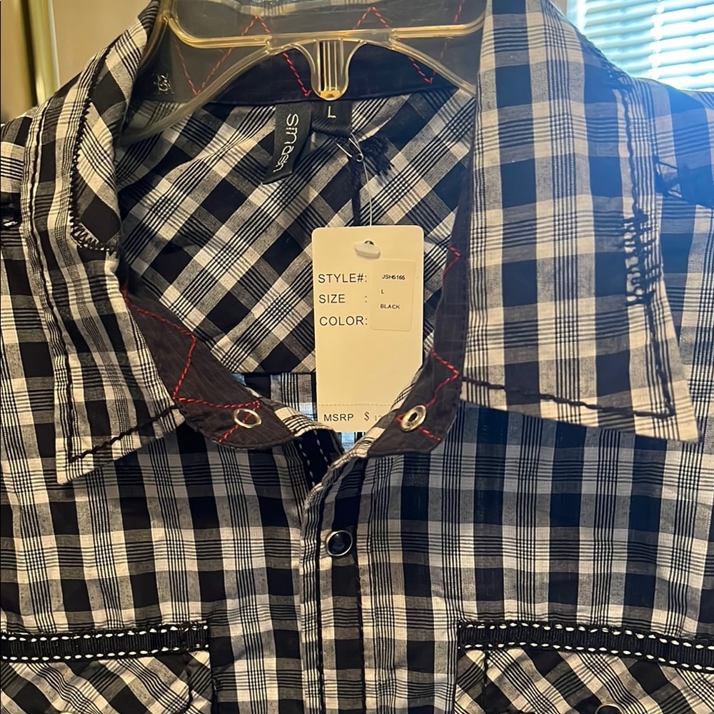 Men's Black and White Checkered Shirt